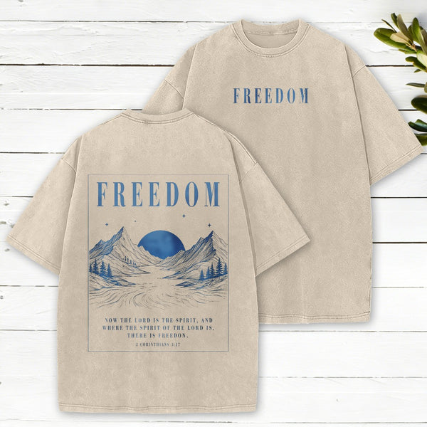 There Is Freedom Christian Washed T-Shirt
