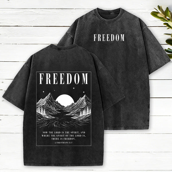 There Is Freedom Christian Washed T-Shirt