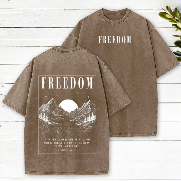 There Is Freedom Christian Washed T-Shirt