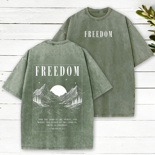 There Is Freedom Christian Washed T-Shirt