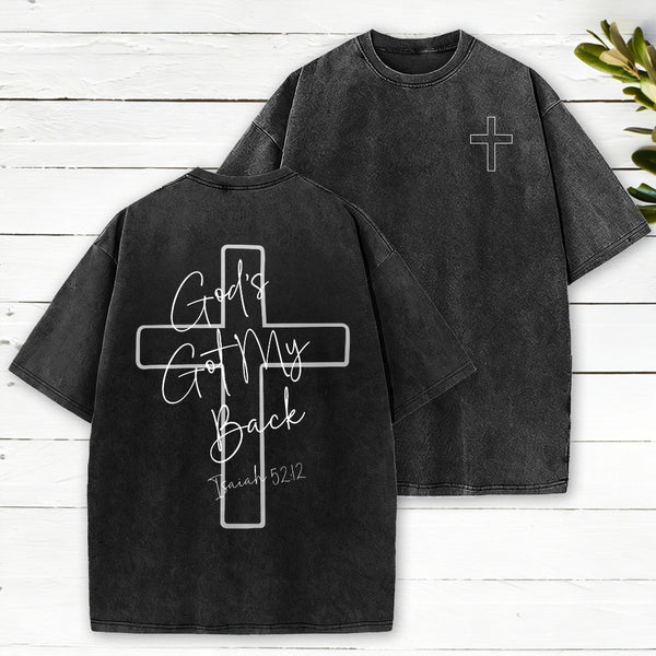 God'S Got My Back Christian Washed T-Shirt Christian Washed T-Shirt