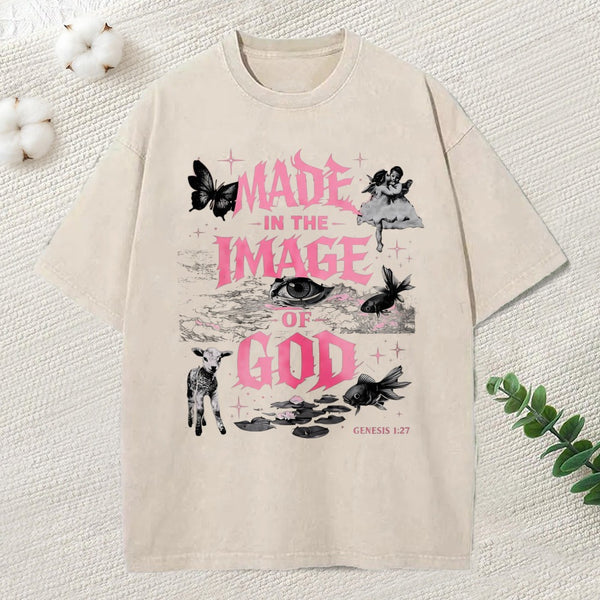 Made In The Image Of God Christian Washed T-Shirt