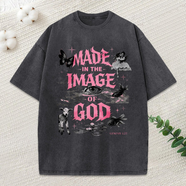 Made In The Image Of God Christian Washed T-Shirt