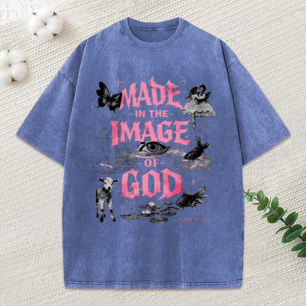 Made In The Image Of God Christian Washed T-Shirt