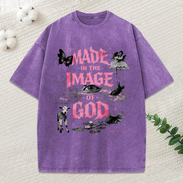 Made In The Image Of God Christian Washed T-Shirt