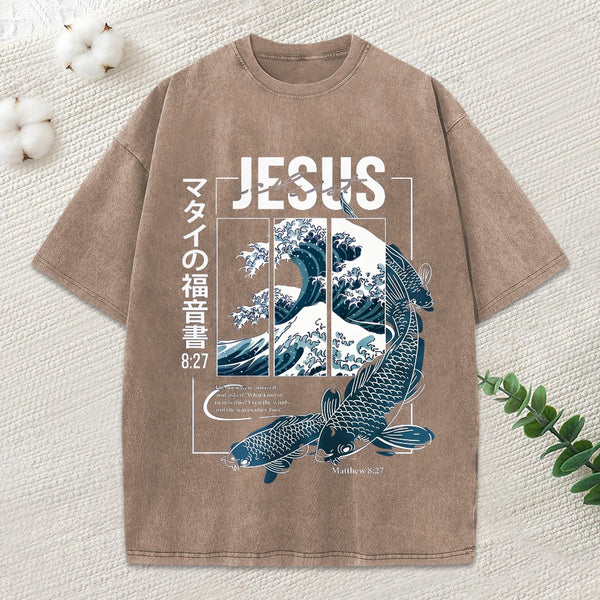 Even The Winds And The Waves Obey Him Christian Washed T-Shirt