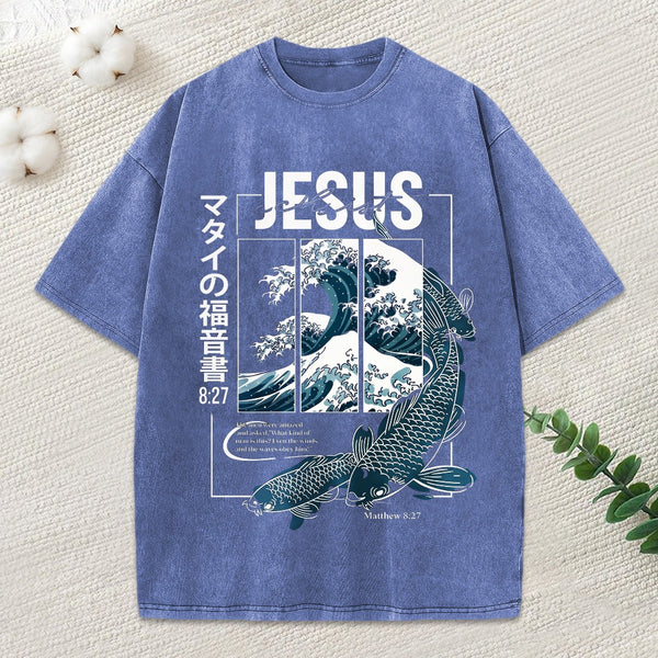 Even The Winds And The Waves Obey Him Christian Washed T-Shirt