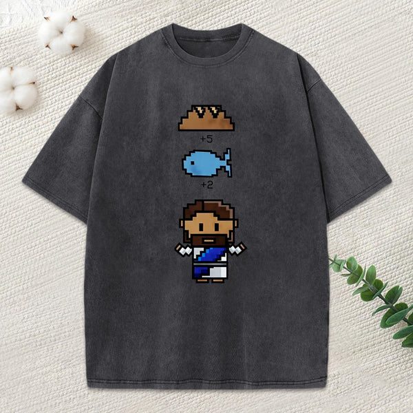 5 Loaves 2 Fish Christian Washed T-Shirt