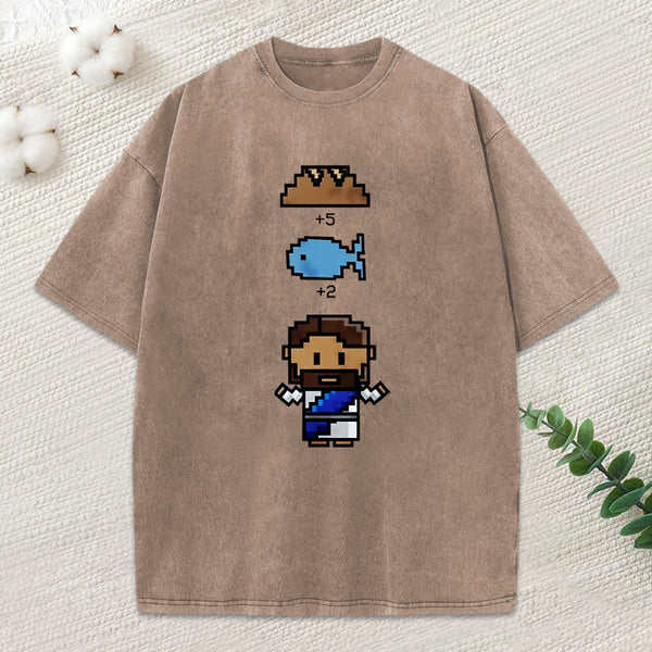 5 Loaves 2 Fish Christian Washed T-Shirt