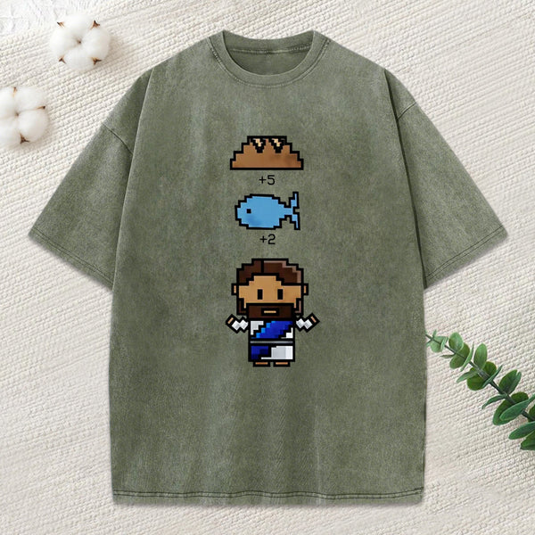5 Loaves 2 Fish Christian Washed T-Shirt