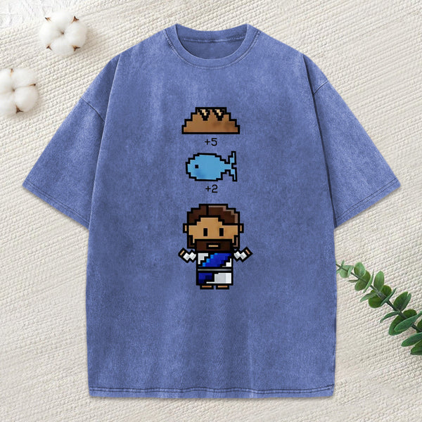 5 Loaves 2 Fish Christian Washed T-Shirt