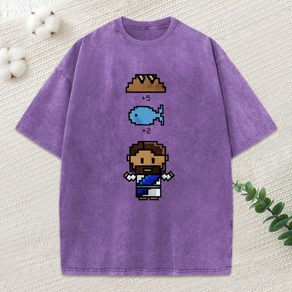 5 Loaves 2 Fish Christian Washed T-Shirt