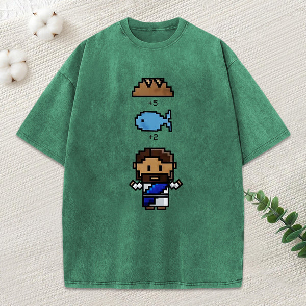 5 Loaves 2 Fish Christian Washed T-Shirt