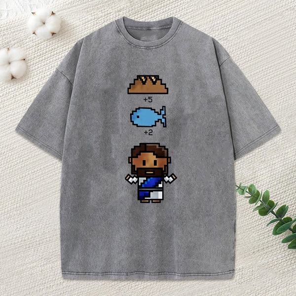5 Loaves 2 Fish Christian Washed T-Shirt