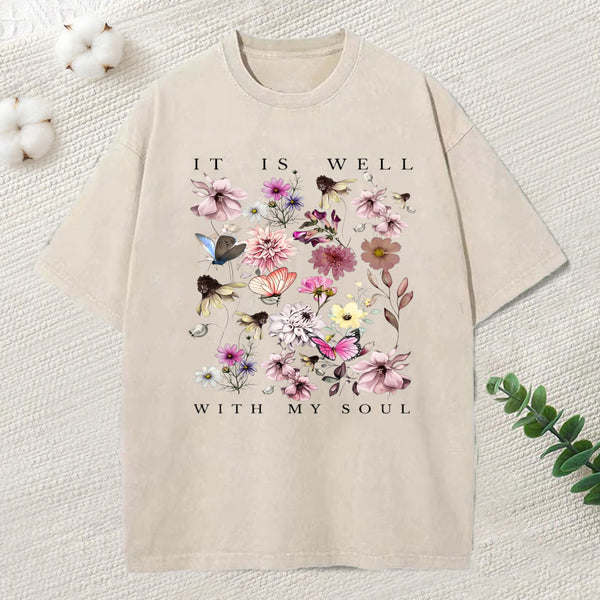 It Is Well With My Soul Christian Washed T-Shirt