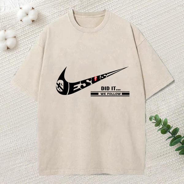 Jesus Did It Christian Washed T-Shirt