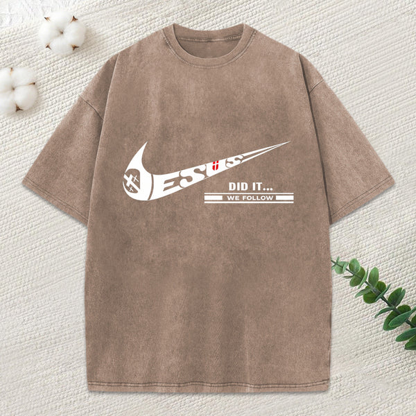 Jesus Did It Christian Washed T-Shirt