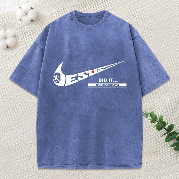 Jesus Did It Christian Washed T-Shirt