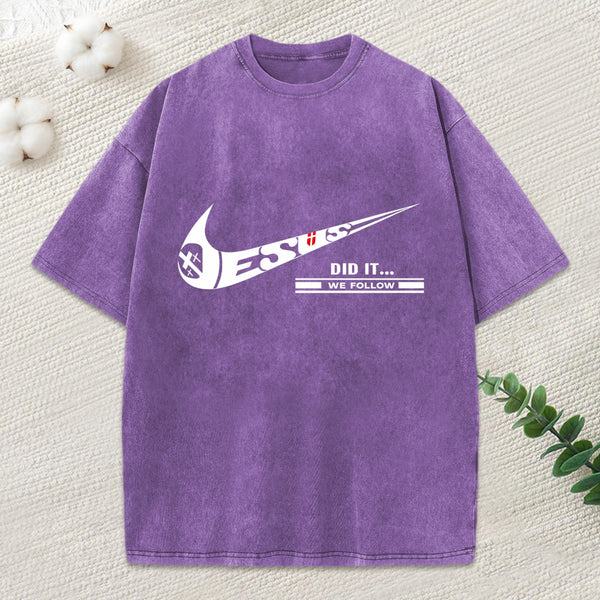 Jesus Did It Christian Washed T-Shirt