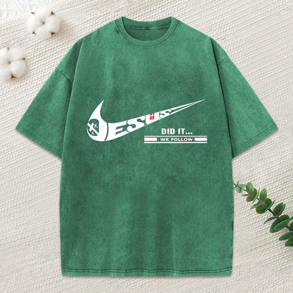 Jesus Did It Christian Washed T-Shirt