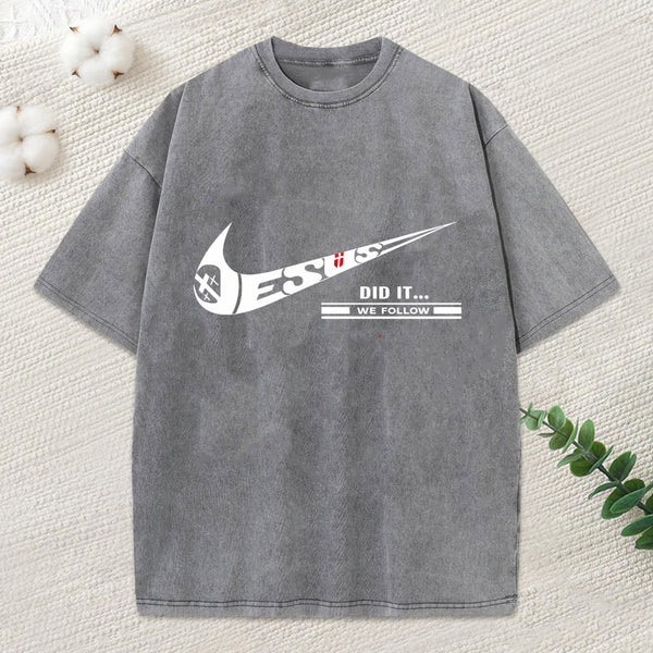 Jesus Did It Christian Washed T-Shirt