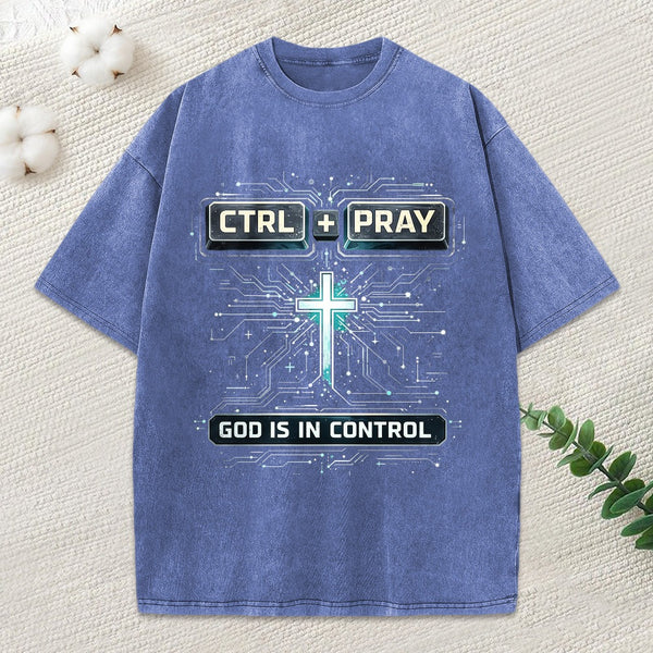 God Is Control Christian Washed T-Shirt