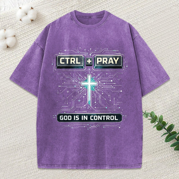 God Is Control Christian Washed T-Shirt