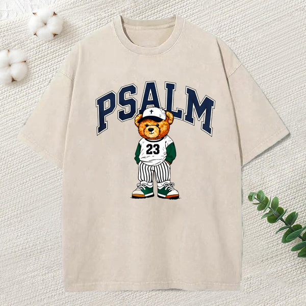 Psalm 23 Bear Christian Washed T-Shirt