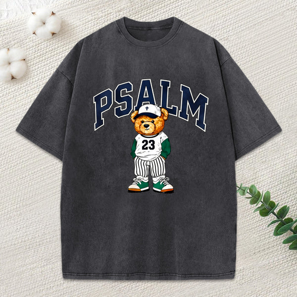 Psalm 23 Bear Christian Washed T-Shirt