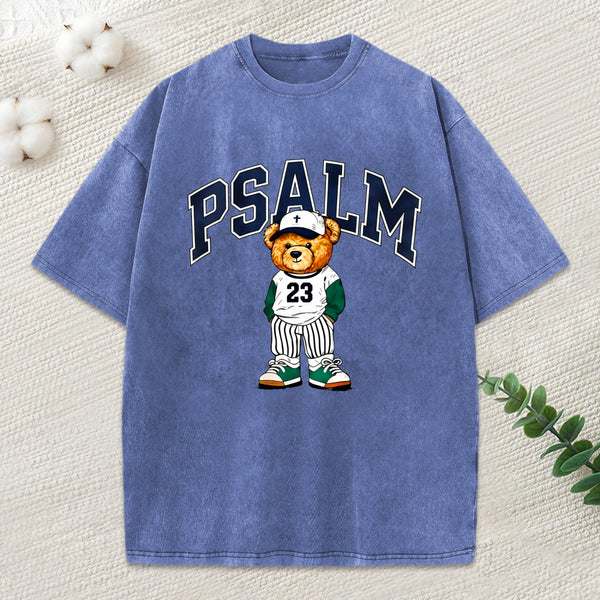 Psalm 23 Bear Christian Washed T-Shirt