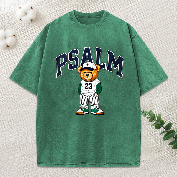 Psalm 23 Bear Christian Washed T-Shirt
