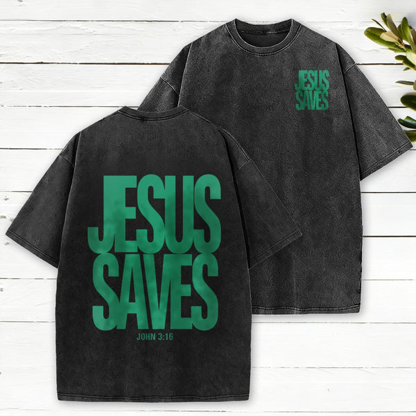 Jesus Saves Christian Washed T-Shirt
