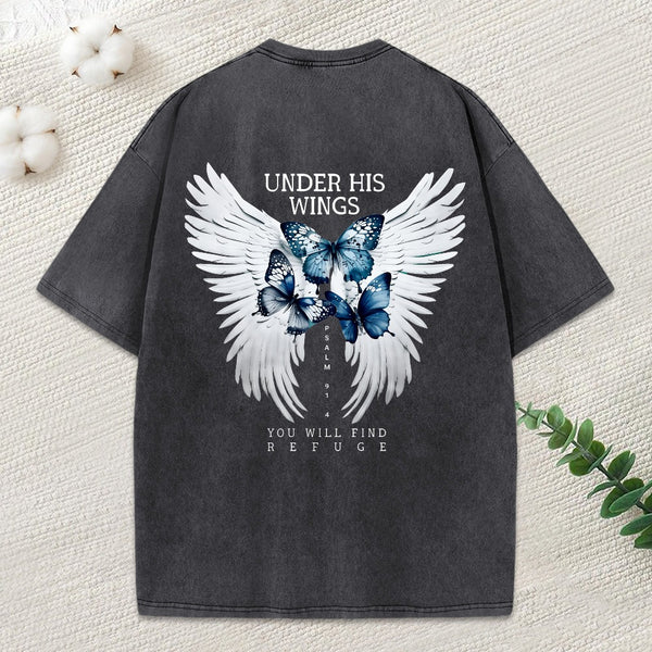 Under His Wing Christian Washed T-Shirt