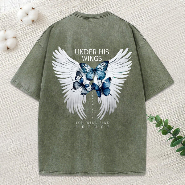 Under His Wing Christian Washed T-Shirt