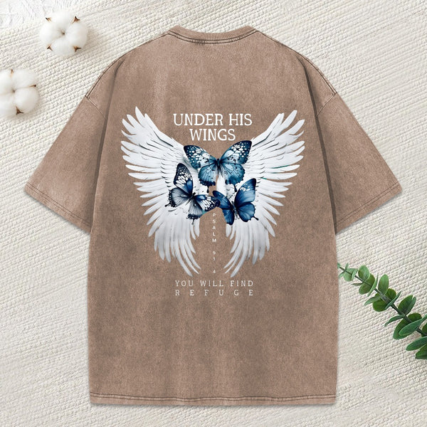 Under His Wing Christian Washed T-Shirt