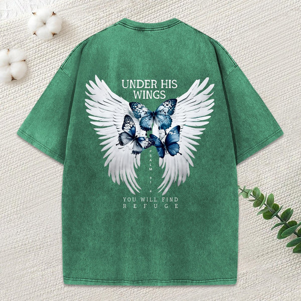 Under His Wing Christian Washed T-Shirt
