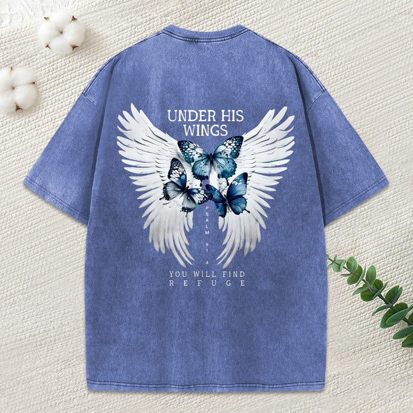 Under His Wing Christian Washed T-Shirt
