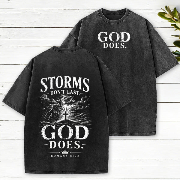Storms Don'T Last God Does Christian Washed T-Shirt