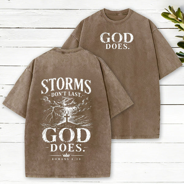 Storms Don'T Last God Does Christian Washed T-Shirt