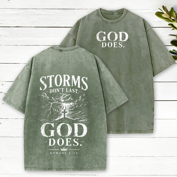 Storms Don'T Last God Does Christian Washed T-Shirt