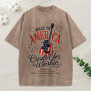 Made In America Created For Worship Christian Washed T-Shirt