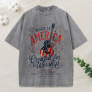 Made In America Created For Worship Christian Washed T-Shirt