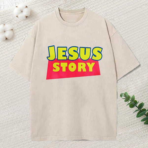 Jesus Story Christian Washed T-Shirt