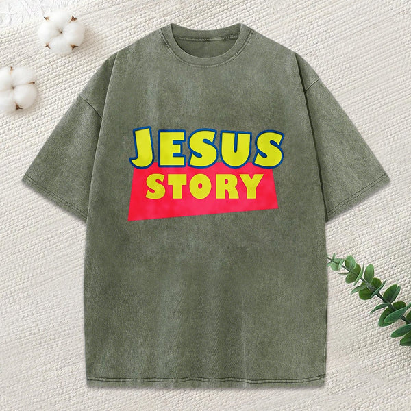 Jesus Story Christian Washed T-Shirt