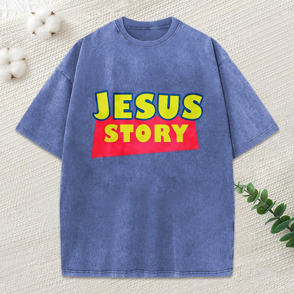 Jesus Story Christian Washed T-Shirt