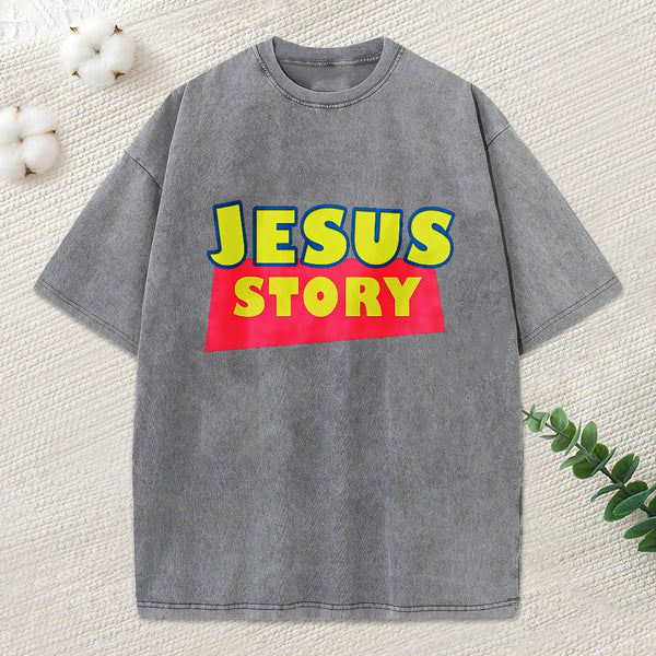 Jesus Story Christian Washed T-Shirt