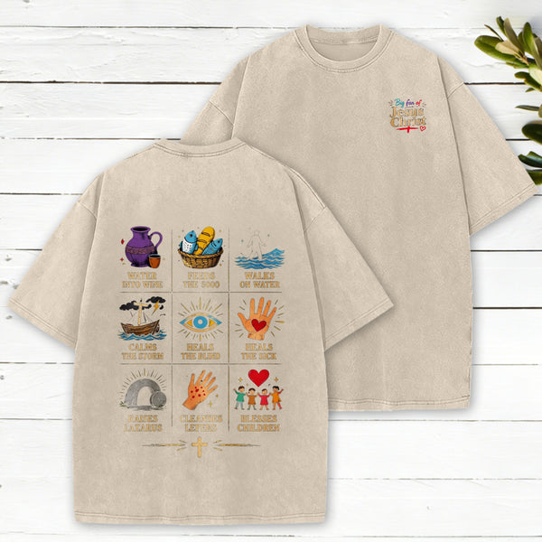 Big Fan Of Jesus Christ Christian Washed T-Shirt