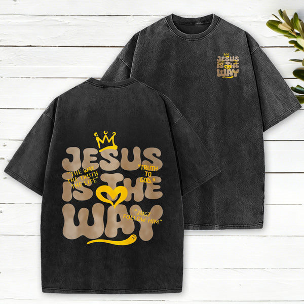 Jesus Is The Way Christian Washed T-Shirt