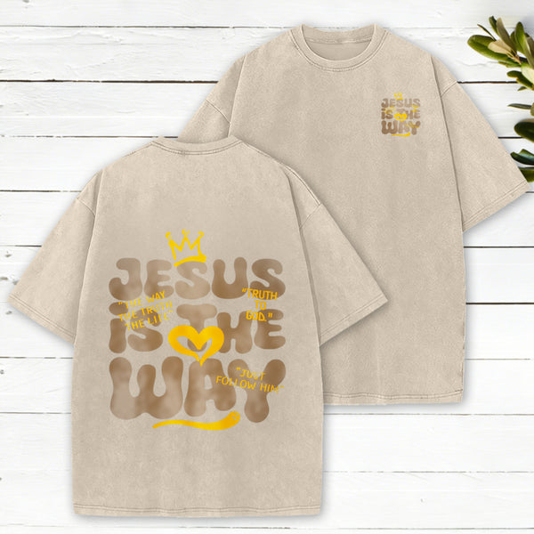 Jesus Is The Way Christian Washed T-Shirt