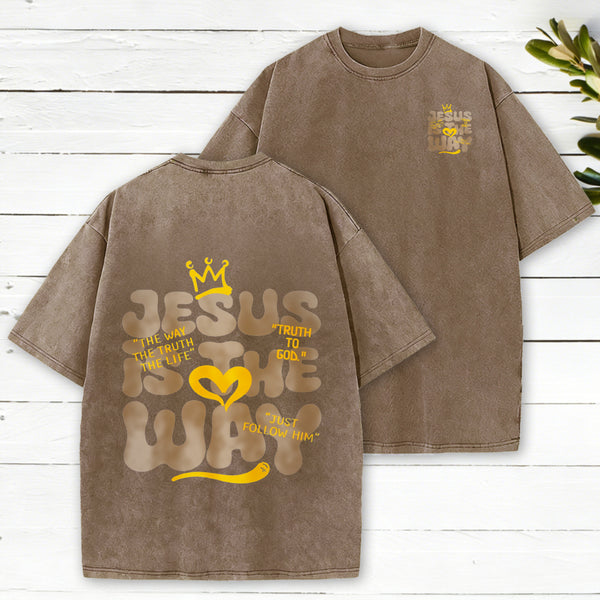 Jesus Is The Way Christian Washed T-Shirt